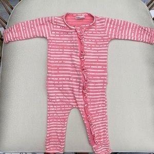 SpearmintLOVE Ruffle Zip Romper, Pink Stripe